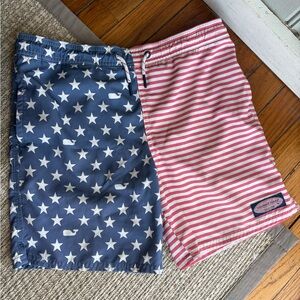 Men’s S Patriotic Star and Stripe Vineyard Vines Swim Trunks